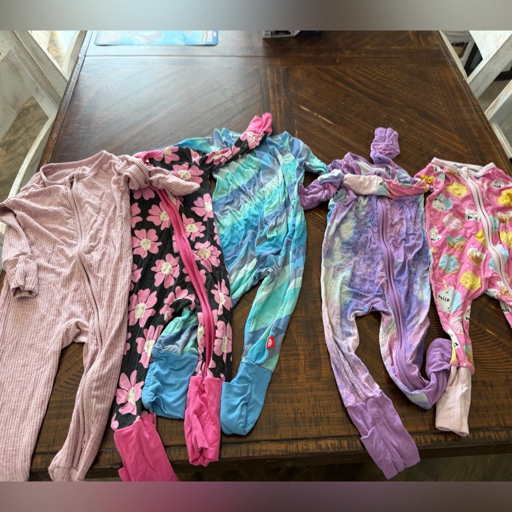 Little Sleepies Pink and Yellow Snack Print Footie